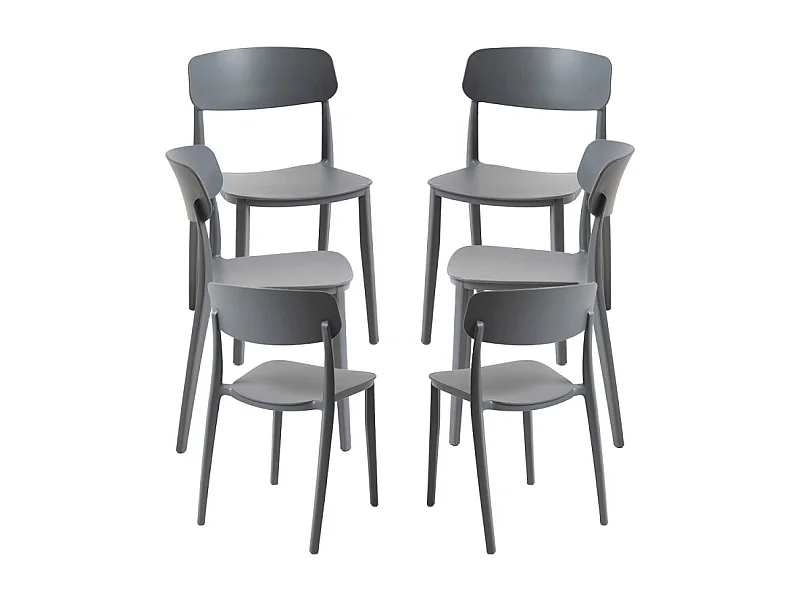 Packs Sillas Jardín - Pack 6 Sillas Bri - Gris oscuro