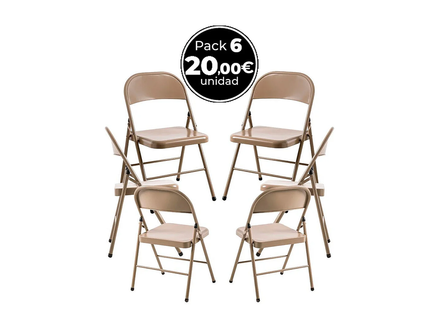 Packs Sillas Plegables - Pack 6 Sillas Niza - Marrón