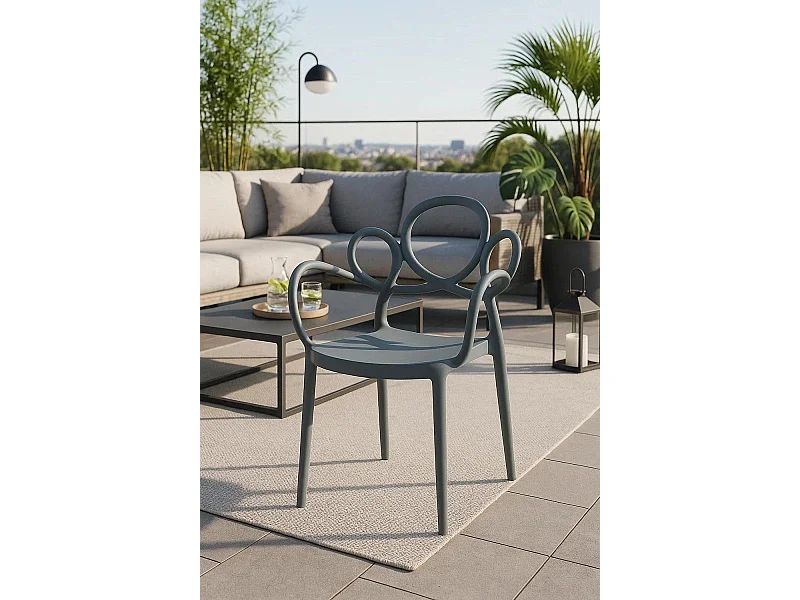 Sillas Jardín - Silla Sky con Reposabrazos - Gris oscuro