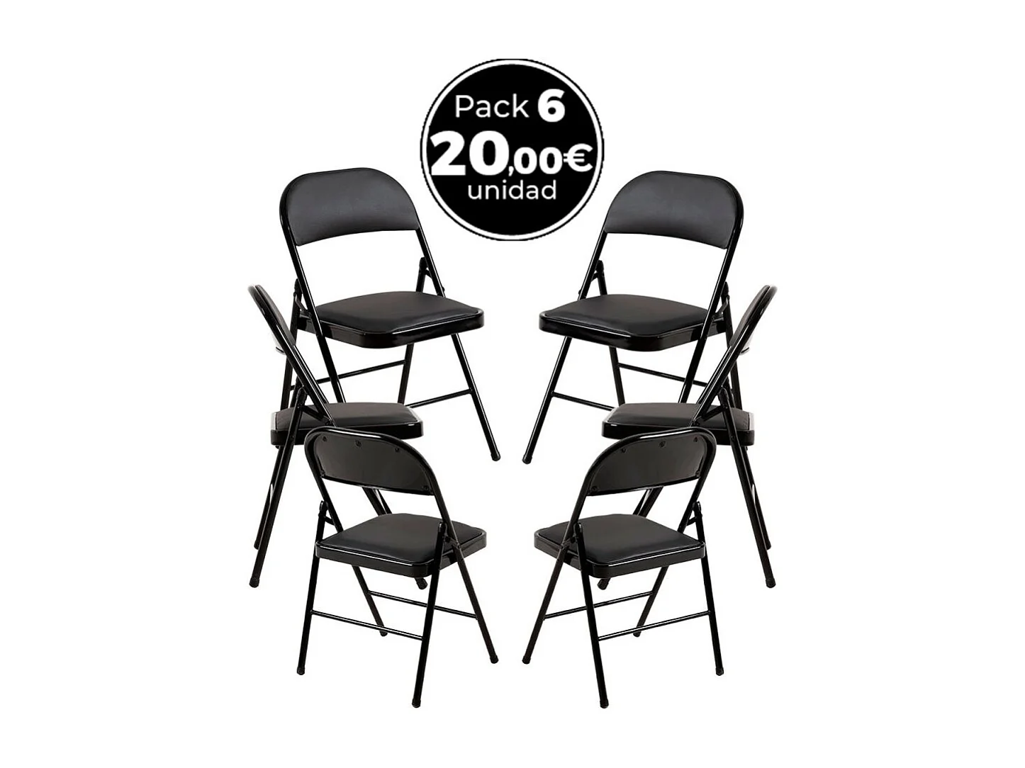 Packs Sillas Plegables - Pack 6 Sillas Pad - Negro