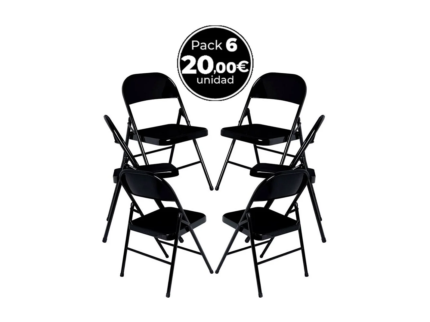 Packs Sillas Plegables - Pack 6 Sillas Niza - Negro