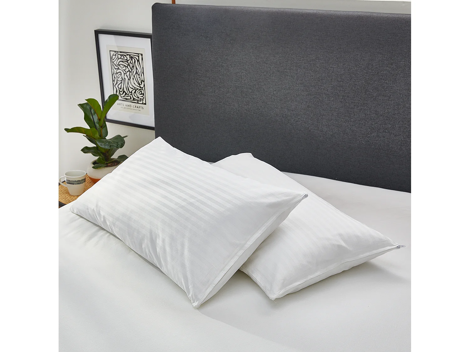 2 Almohadas plumón 30% y doble funda 100% algodón 40x90cm Pikolin Home