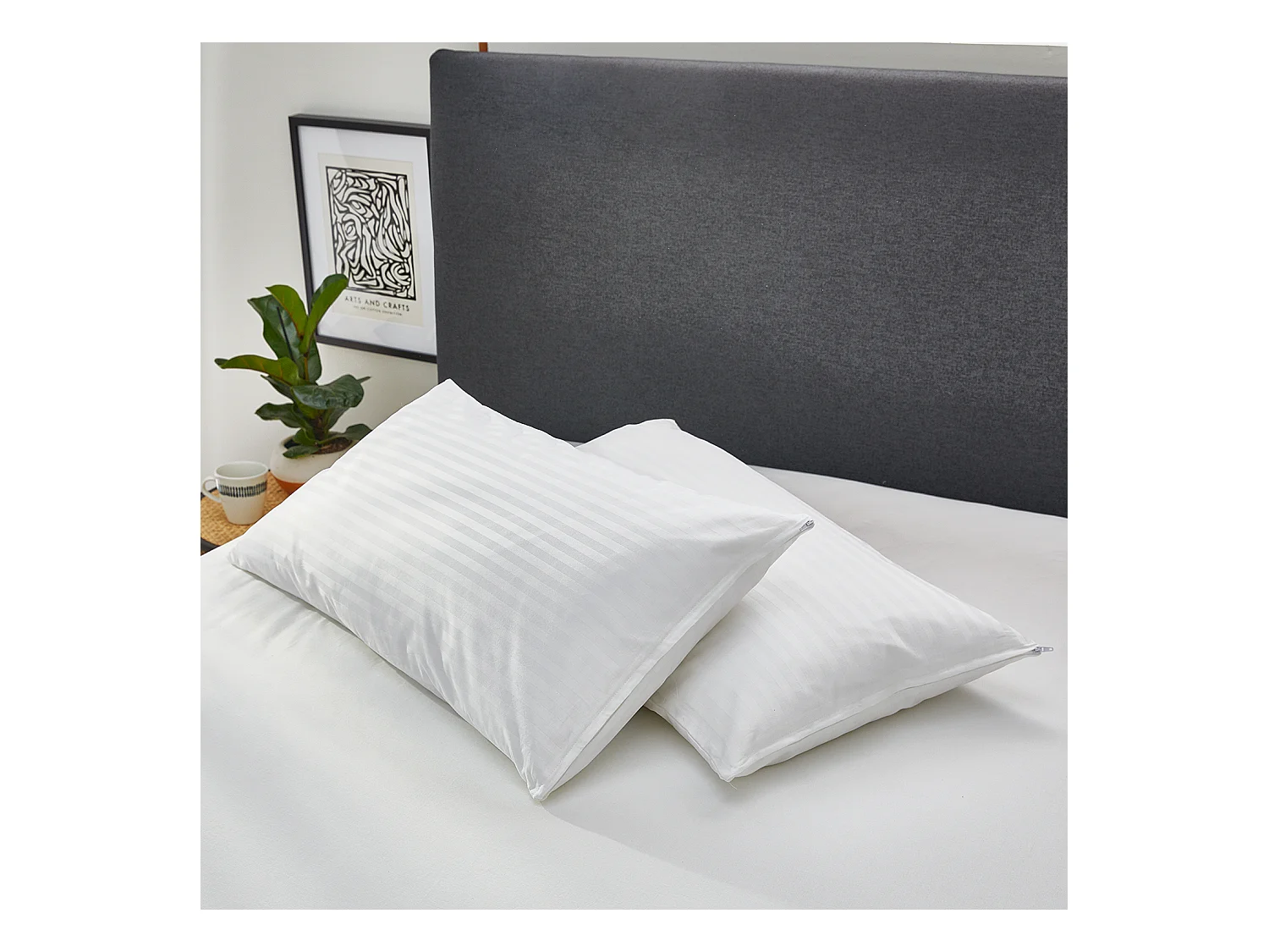 2 Almohadas plumón 30% y doble funda 100% algodón 40x90cm Pikolin Home