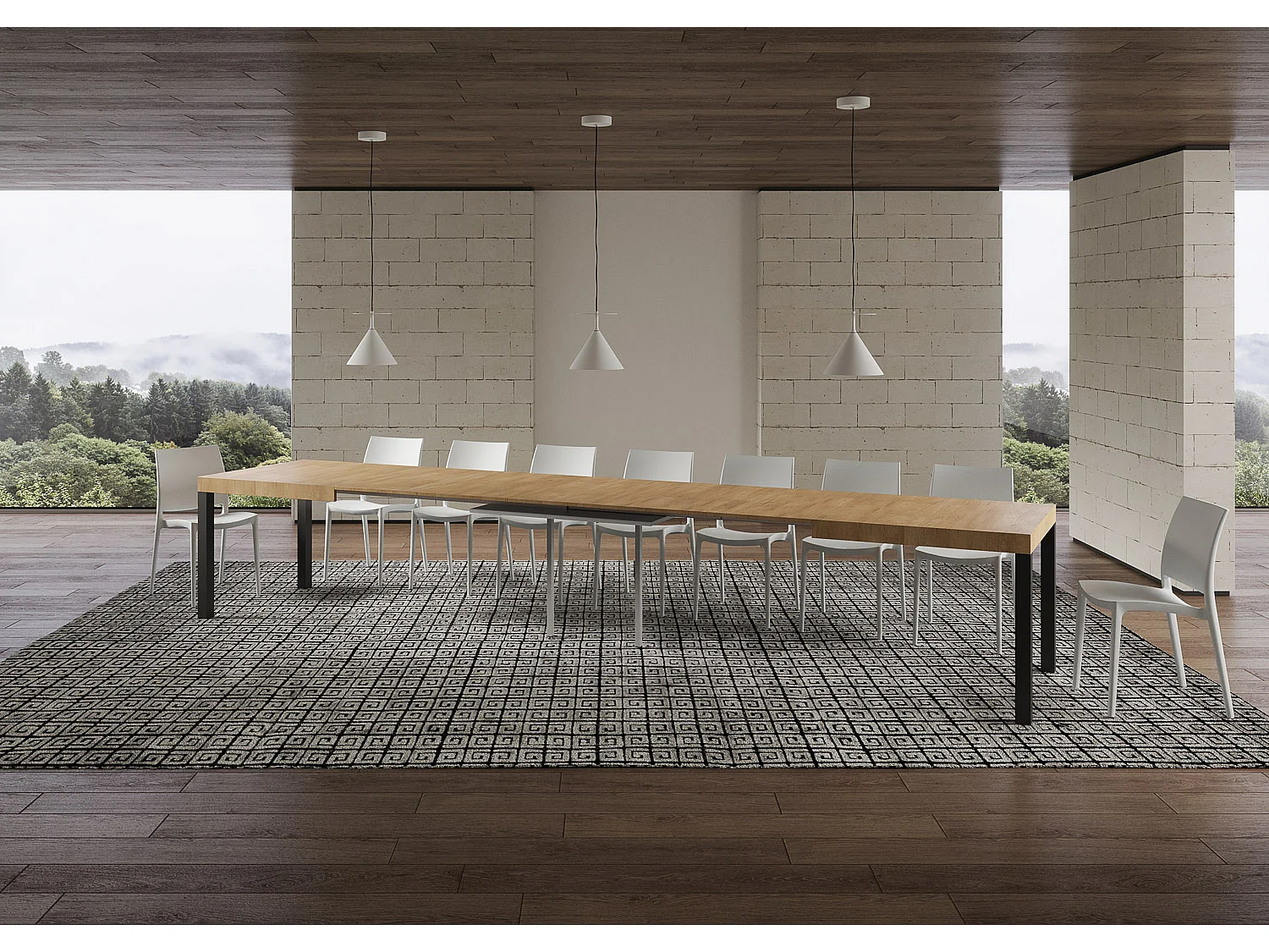 Table extensible 140/400x90 cm Everyday chêne nature pieds anthracite