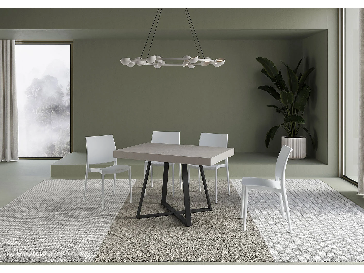 Uitschuifbare tafel 90x120/224 cm Abbraccio kasjmier frame antraciet