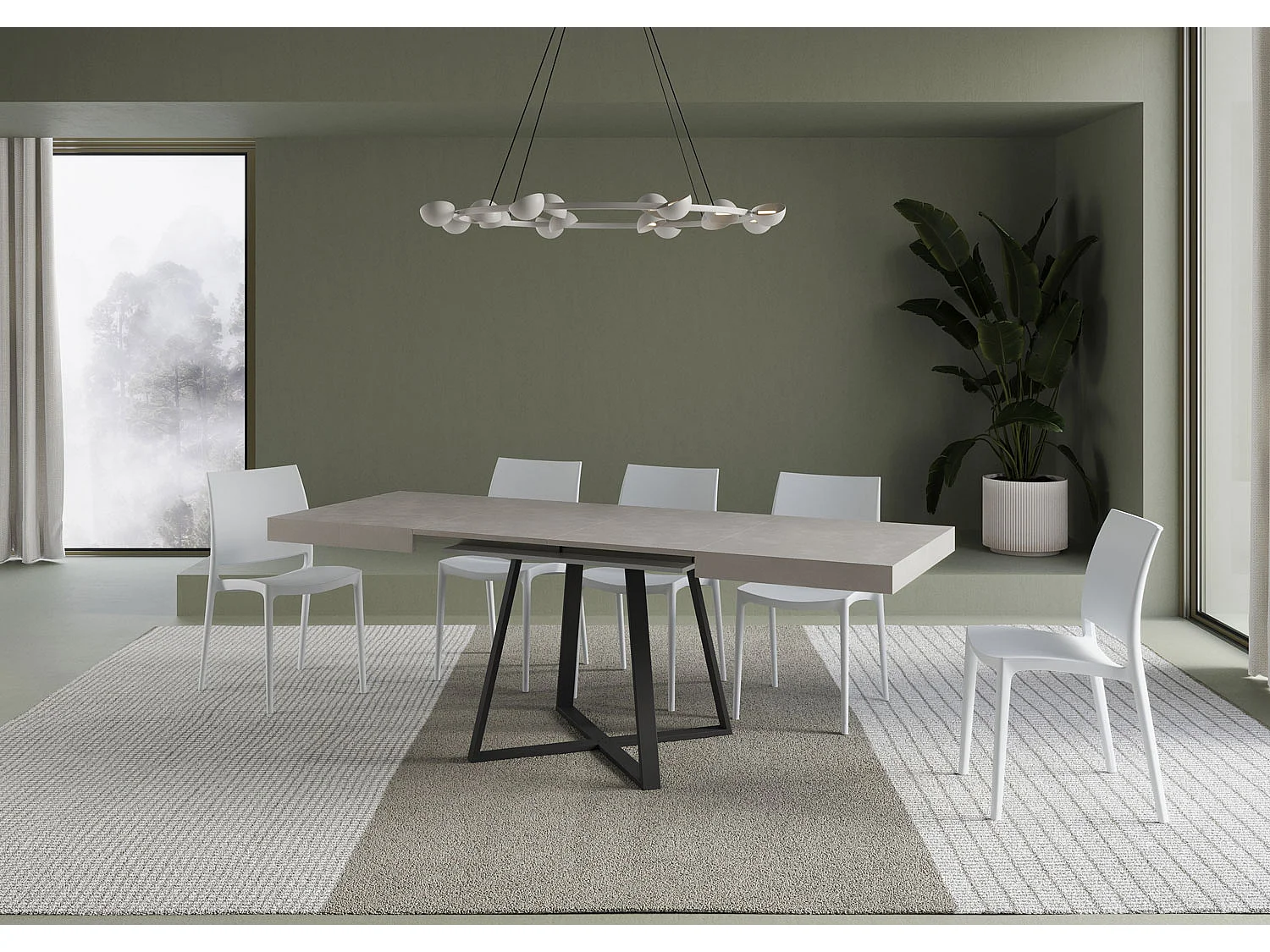 Uitschuifbare tafel 90x120/224 cm Abbraccio kasjmier frame antraciet