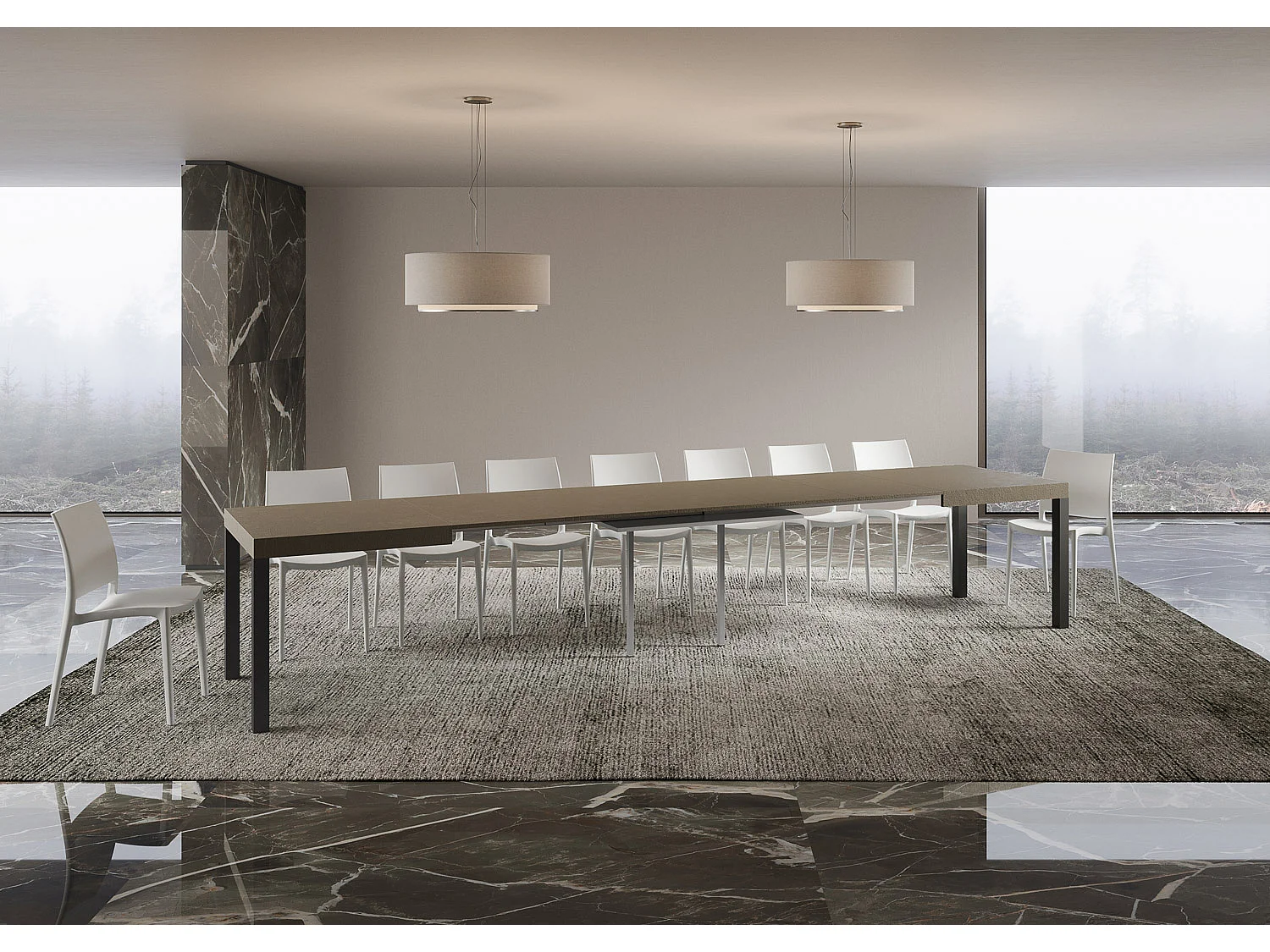 Table extensible 160/420x90 cm Everyday taupe pieds anthracite