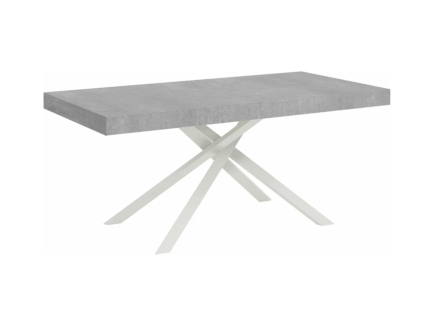 Table extensible 90x200/304cm Karida gris béton pieds blancs