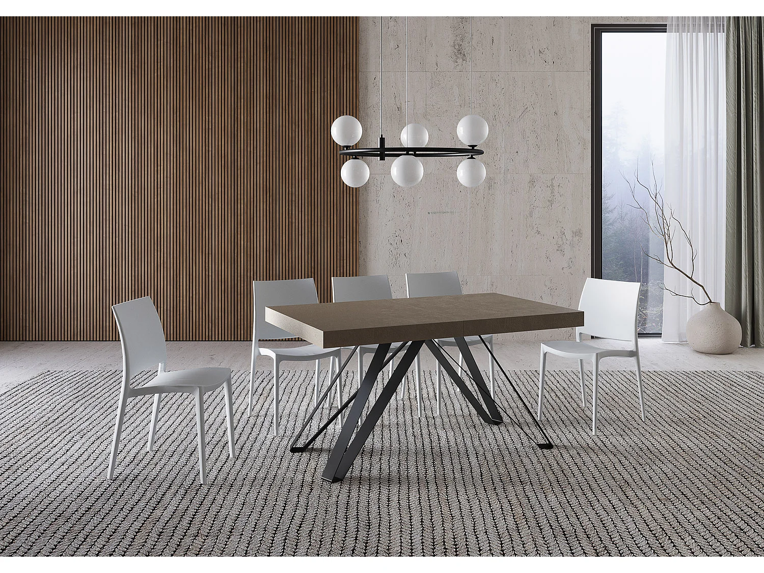 Table extensible 90x160/420 cm Terium taupe pieds anthracite
