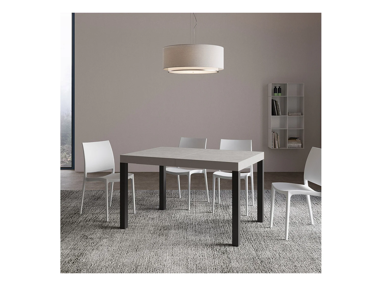 Table extensible 80x120/204 cm Everyday Cachemire cadre Anthracite