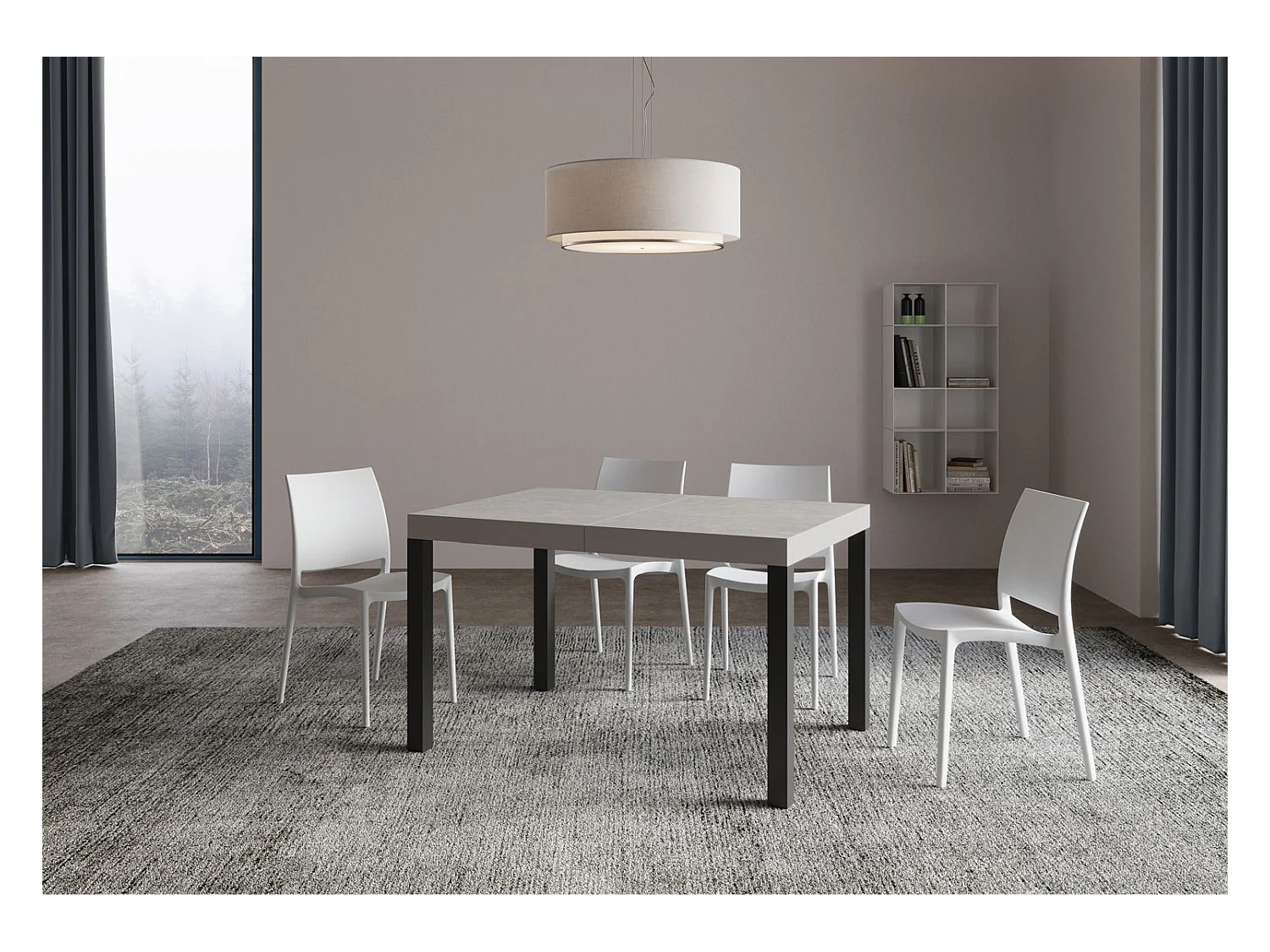 Table extensible 80x120/204 cm Everyday Cachemire cadre Anthracite