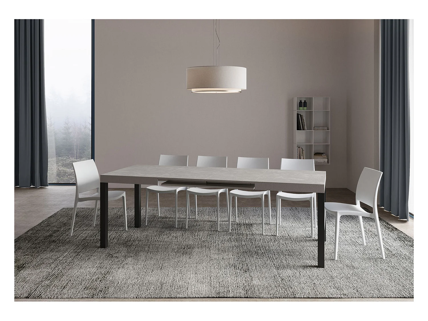 Table extensible 80x120/204 cm Everyday Cachemire cadre Anthracite