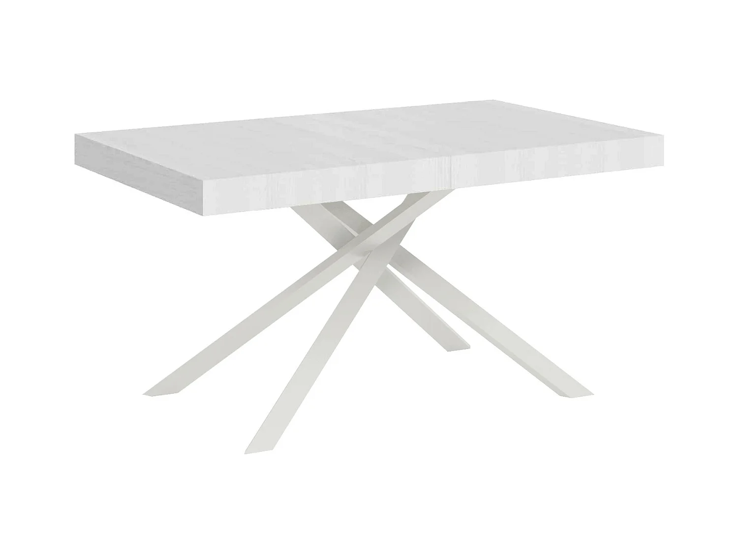 Table extensible 80x140/224 cm Karida frêne blanc pieds blancs
