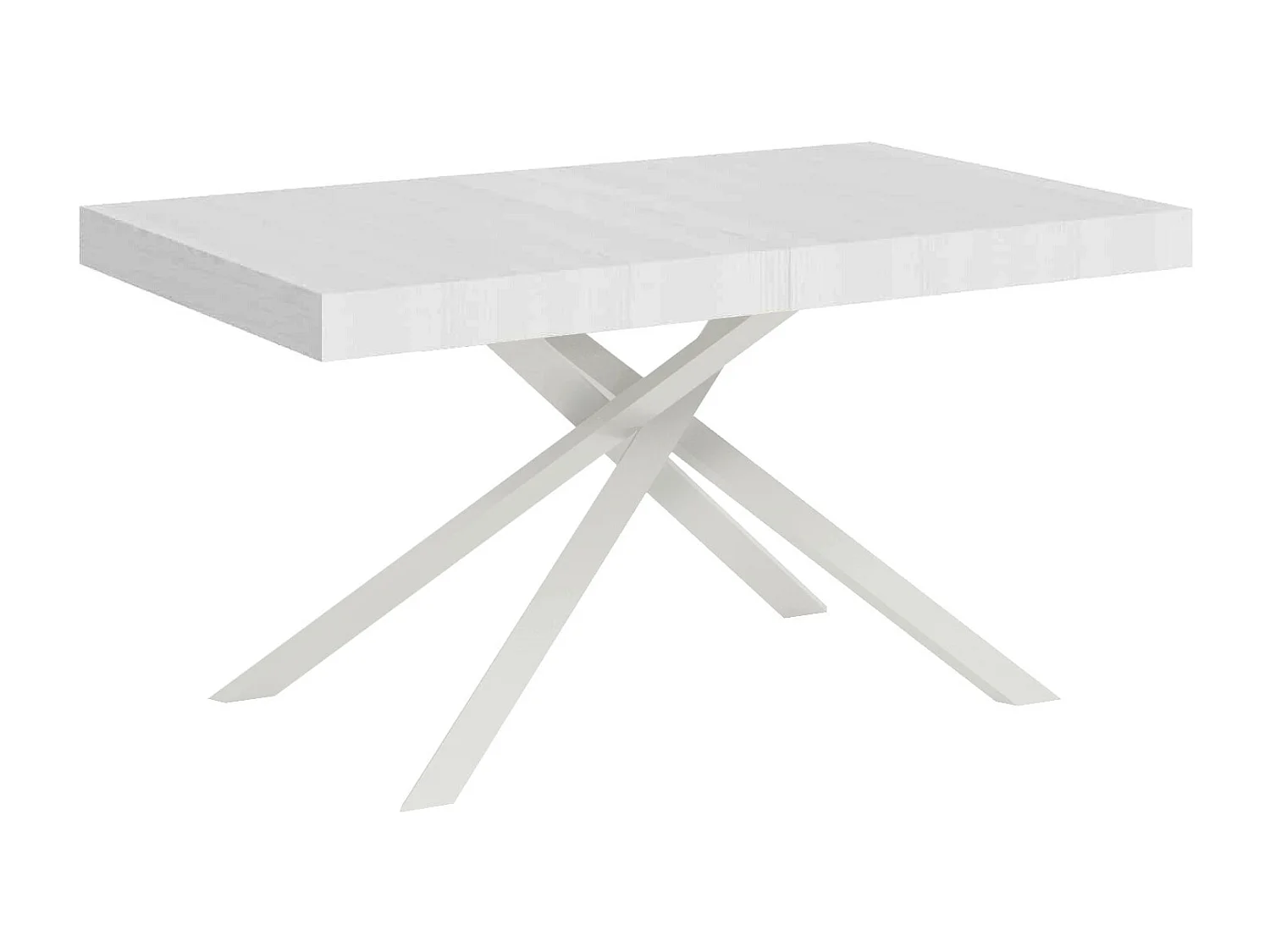 Mesa extensible 140/224x80 cm Karida fresno blanco patas blancas