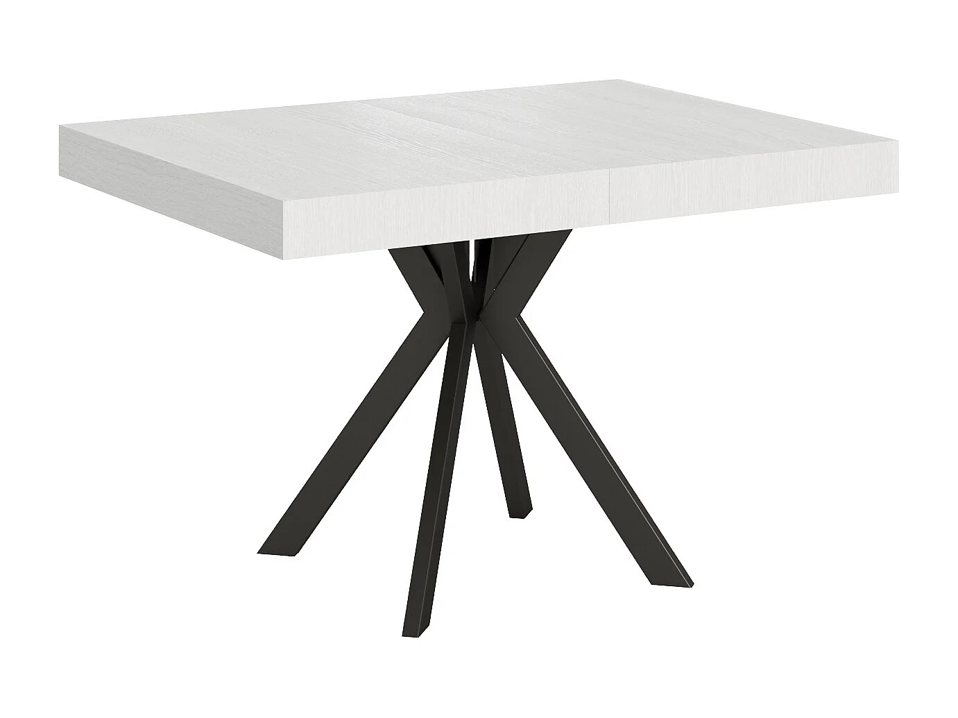 Uitschuifbare tafel 120/224x90 cm Dolcezza eiken wit met antraciete poten