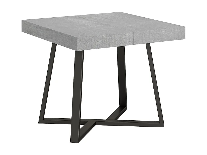 Table extensible 90/194x90 cm Zeplir gris béton pieds anthracite