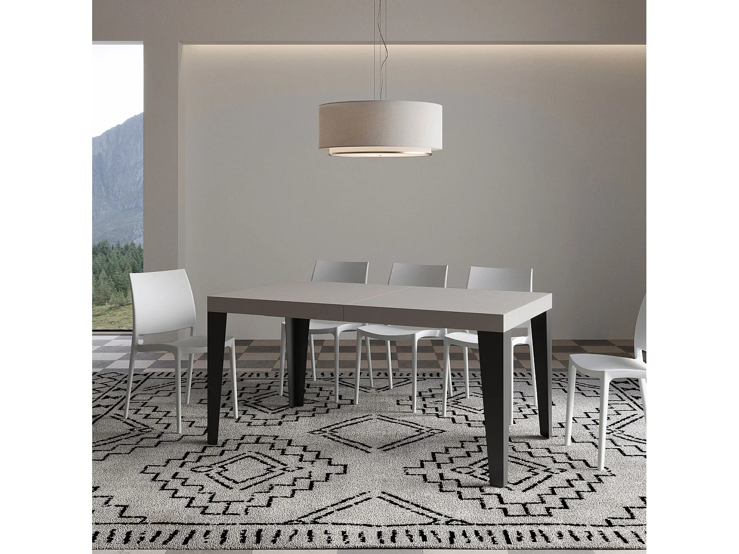 Mesa extensible 90x160/420 cm Flame cachemira patas antracita