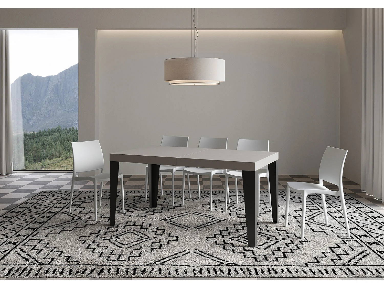 Mesa extensible 90x160/420 cm Flame cachemira patas antracita