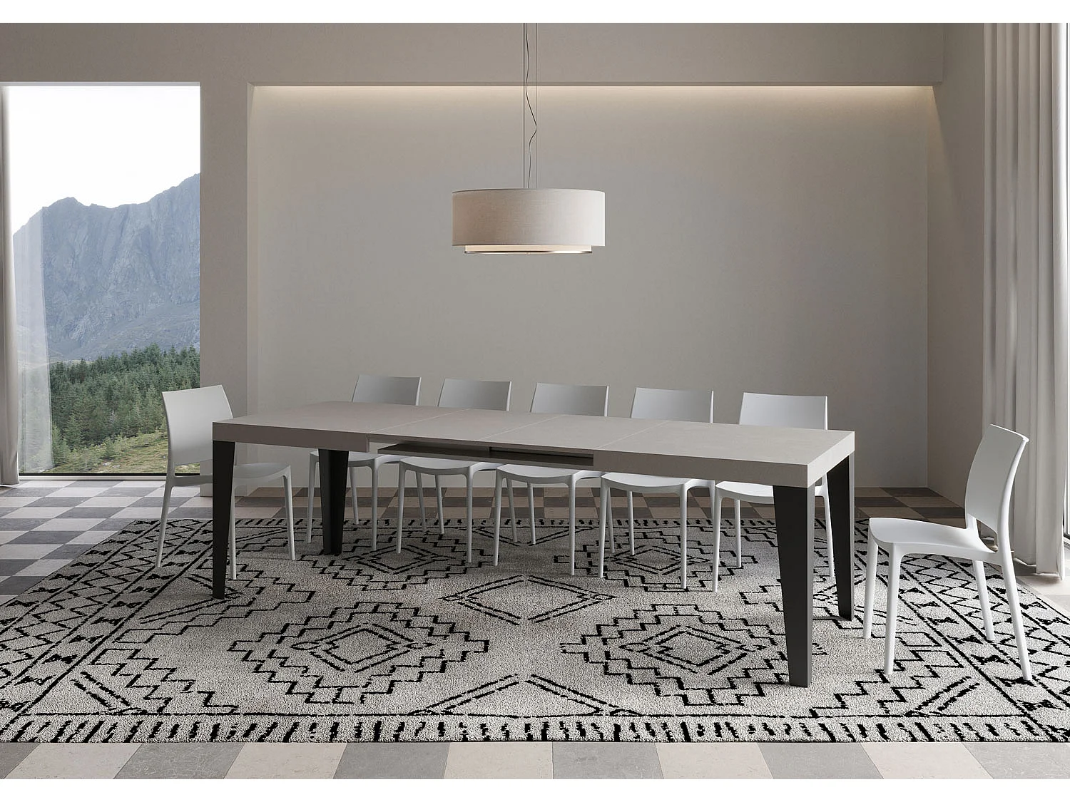 Mesa extensible 90x160/420 cm Flame cachemira patas antracita
