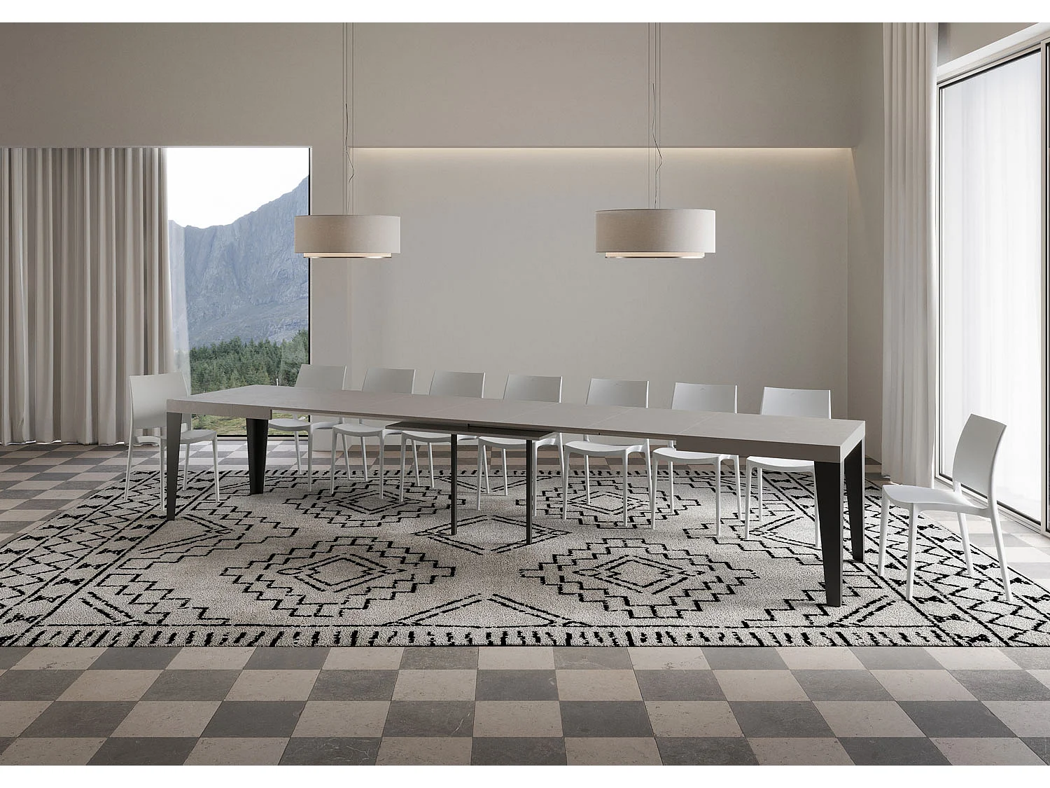 Mesa extensible 90x160/420 cm Flame cachemira patas antracita