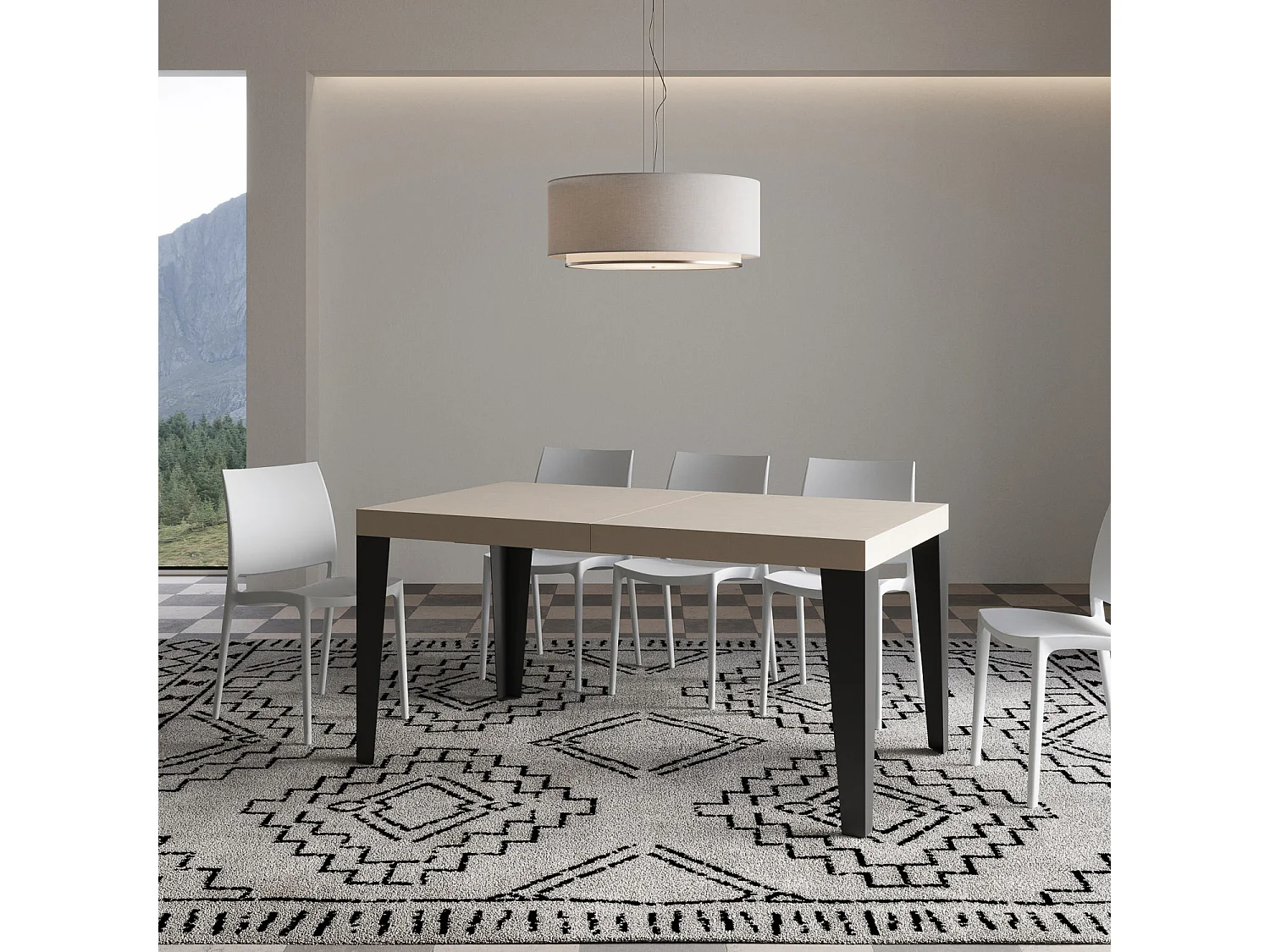 Ausziehtisch 160/420x90 cm Flame Kaschmir Tischbeine Anthrazit