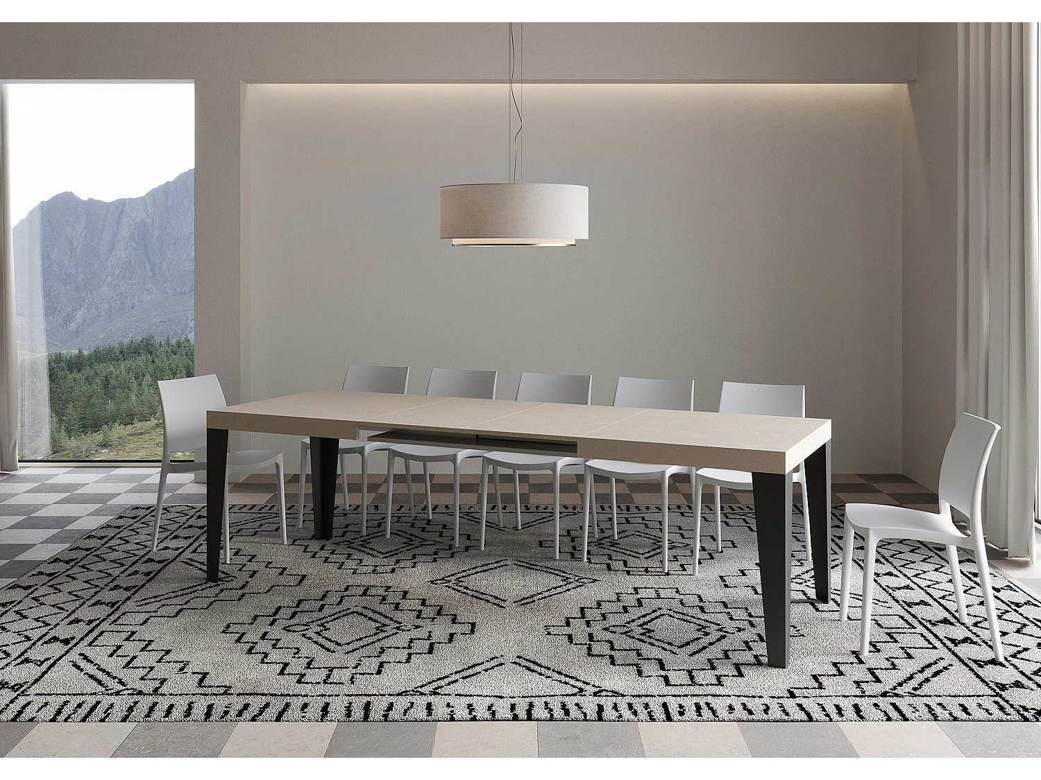 Ausziehtisch 160/420x90 cm Flame Kaschmir Tischbeine Anthrazit