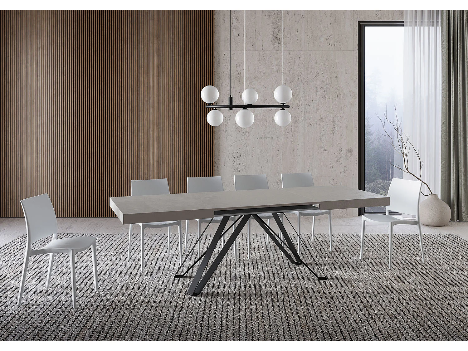 Uitschuifbare tafel 90x160/420 cm Terium kasjmier frame antraciet