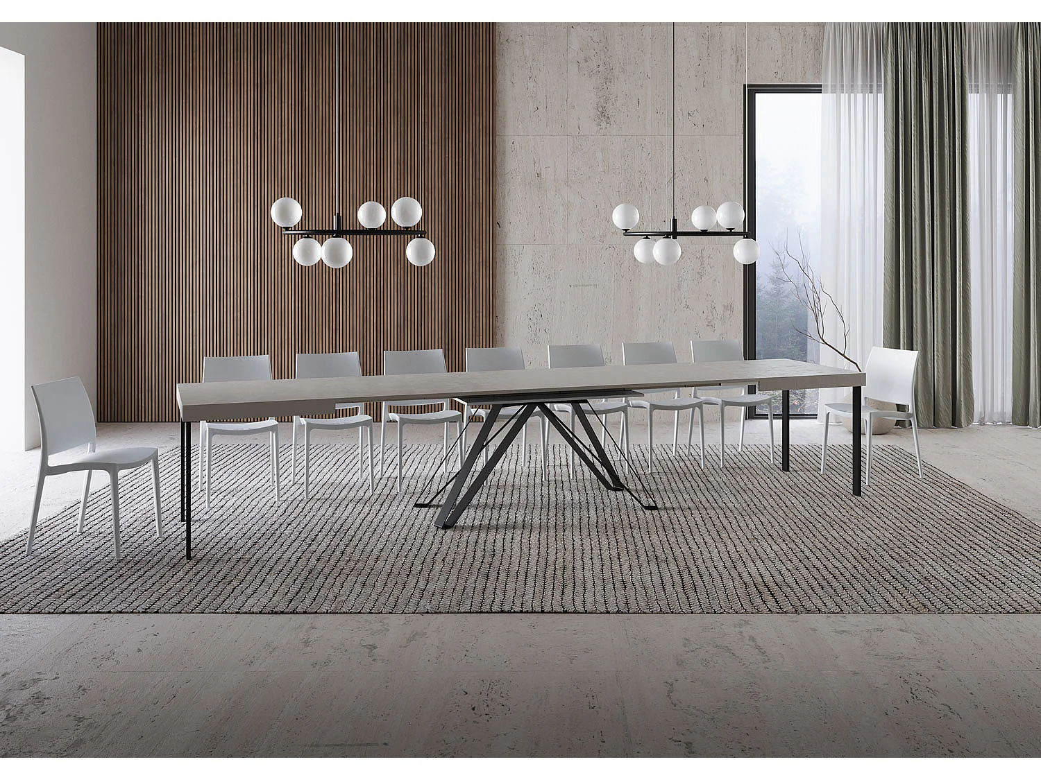 Uitschuifbare tafel 90x160/420 cm Terium kasjmier frame antraciet