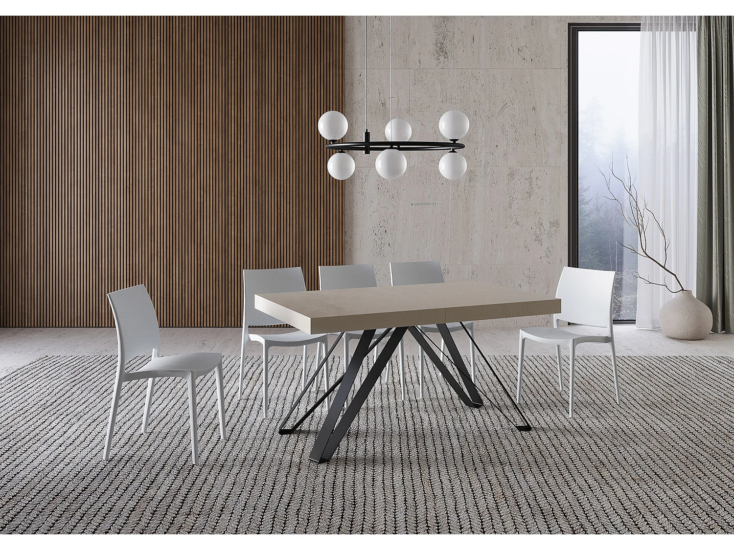 Uitschuifbare tafel 160/420X90 cm Terium kasjmier met antraciete poten
