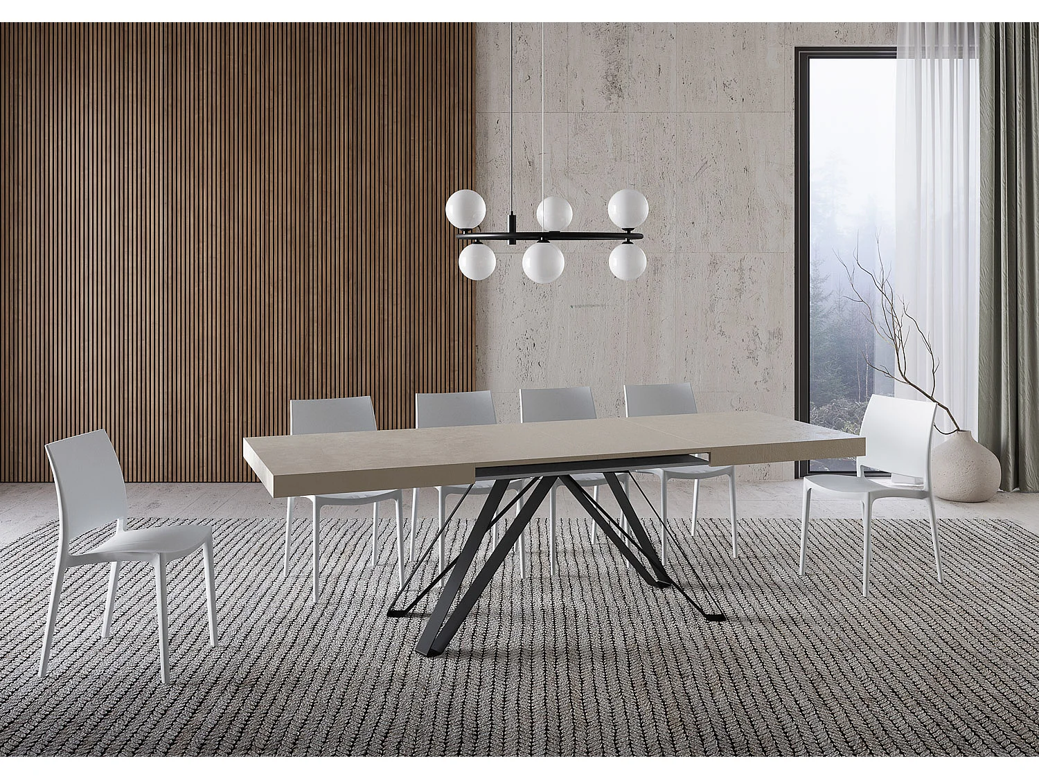 Uitschuifbare tafel 160/420X90 cm Terium kasjmier met antraciete poten