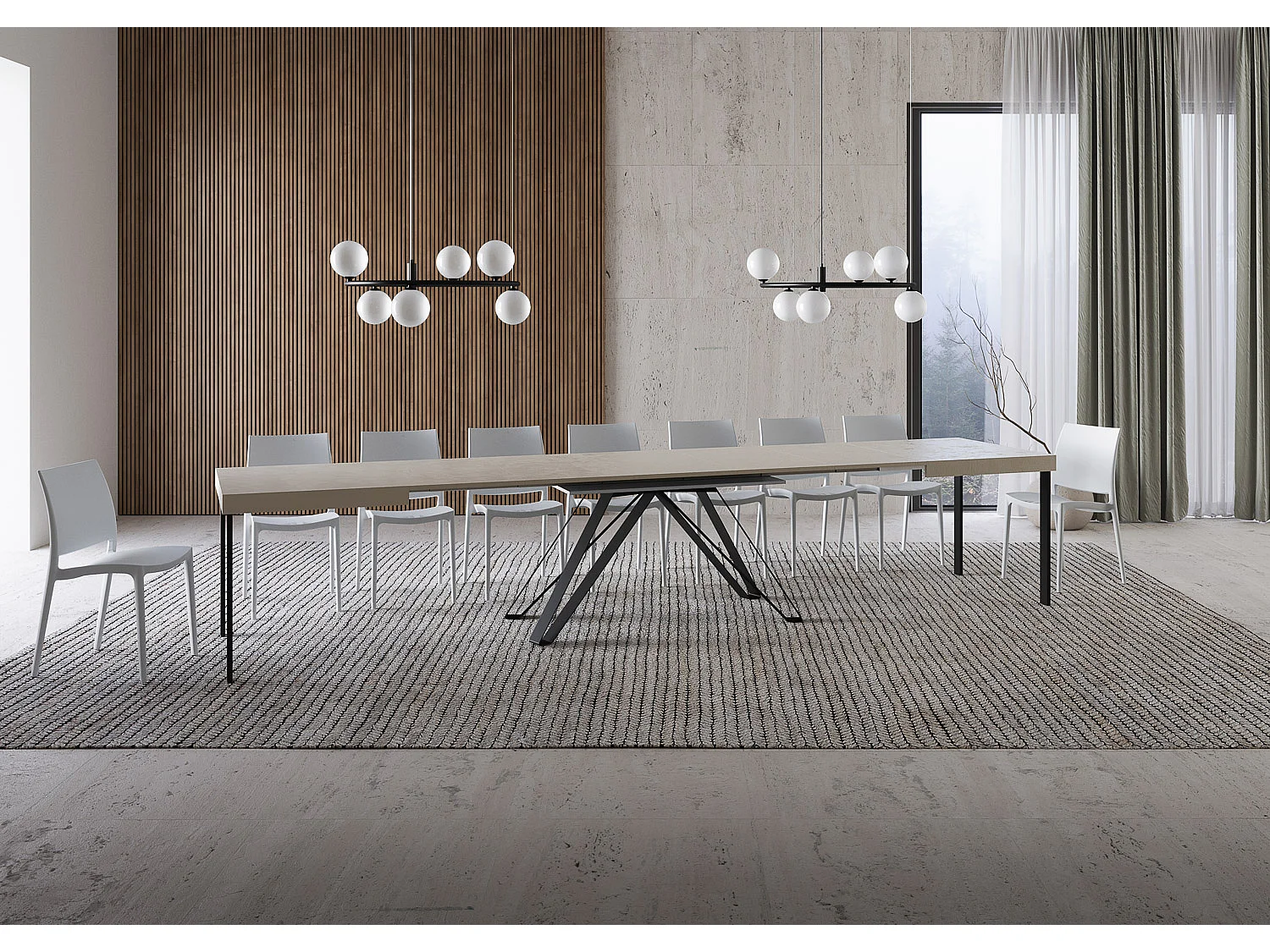 Uitschuifbare tafel 160/420X90 cm Terium kasjmier met antraciete poten