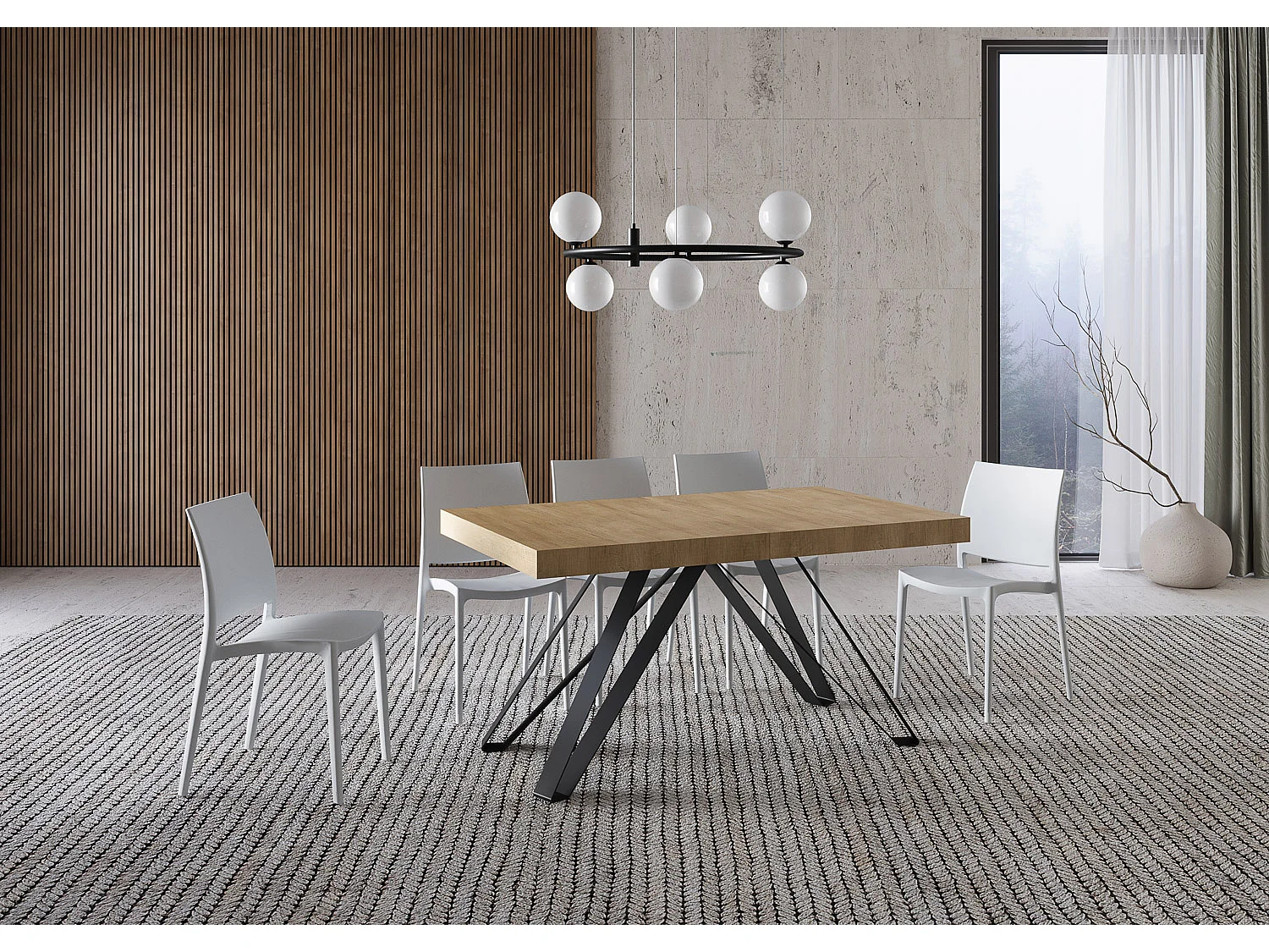 Table extensible 90x160/420 cm Terium chêne nature pieds anthracite