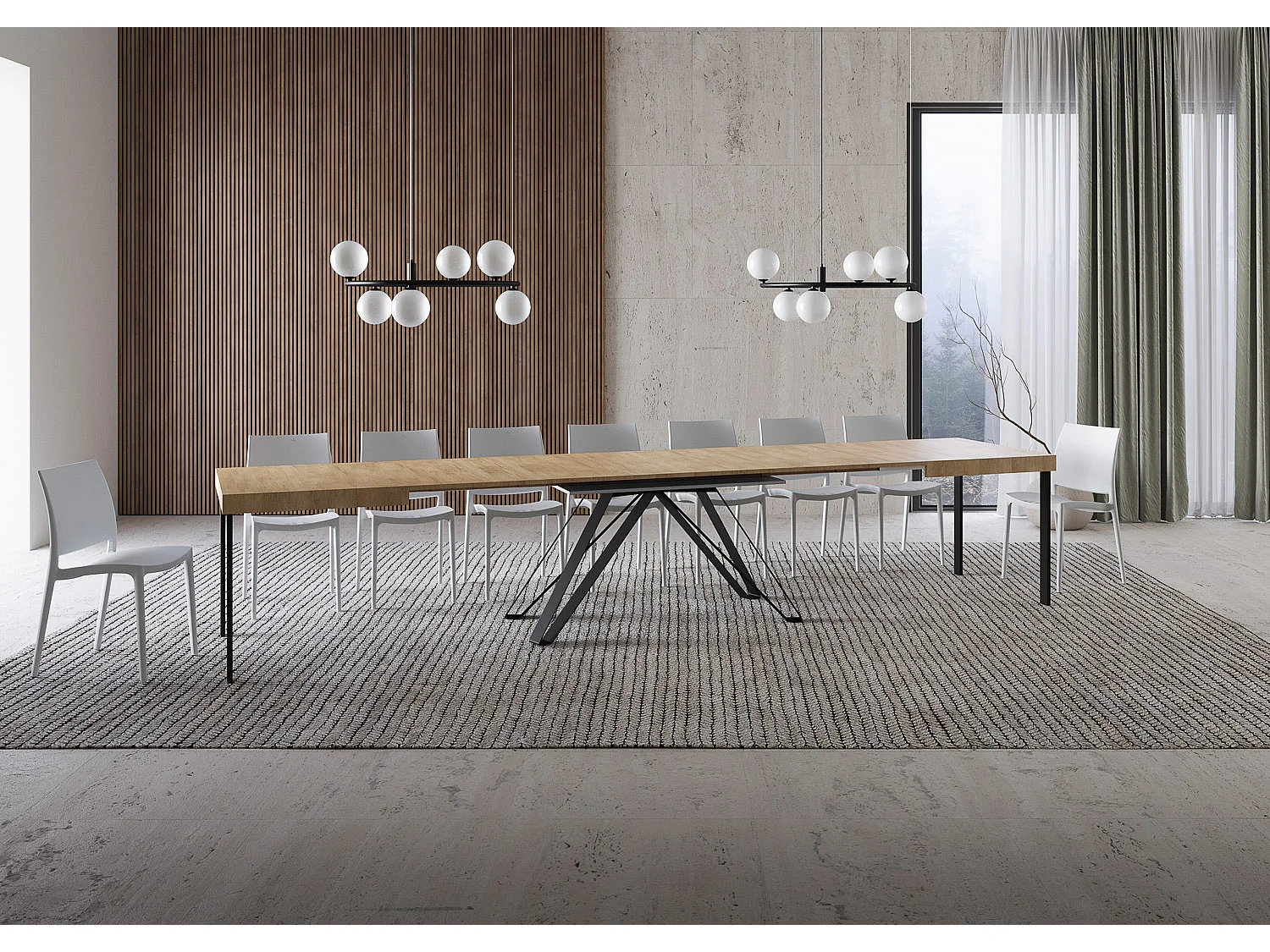 Ausziehtisch 160/420X90 cm Terium Eiche Natur Tischbeine Anthrazit