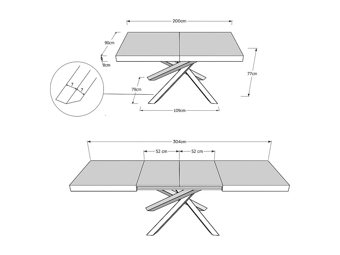 Stół rozkładany 200/304x90 cm Volantis betonowe nogi wielokolorowe 4/B