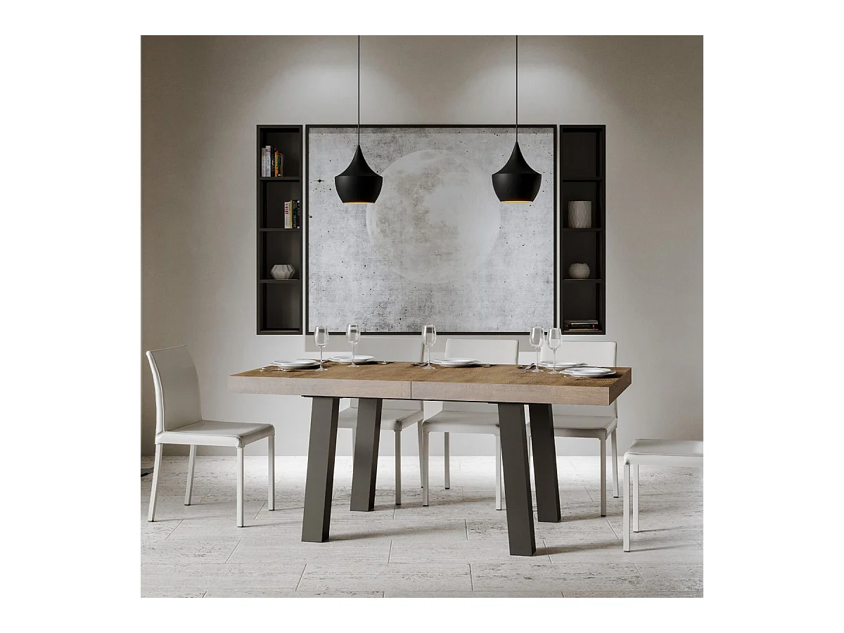 Table extensible 90x200/304 cm Bridge Noyer cadre Anthracite