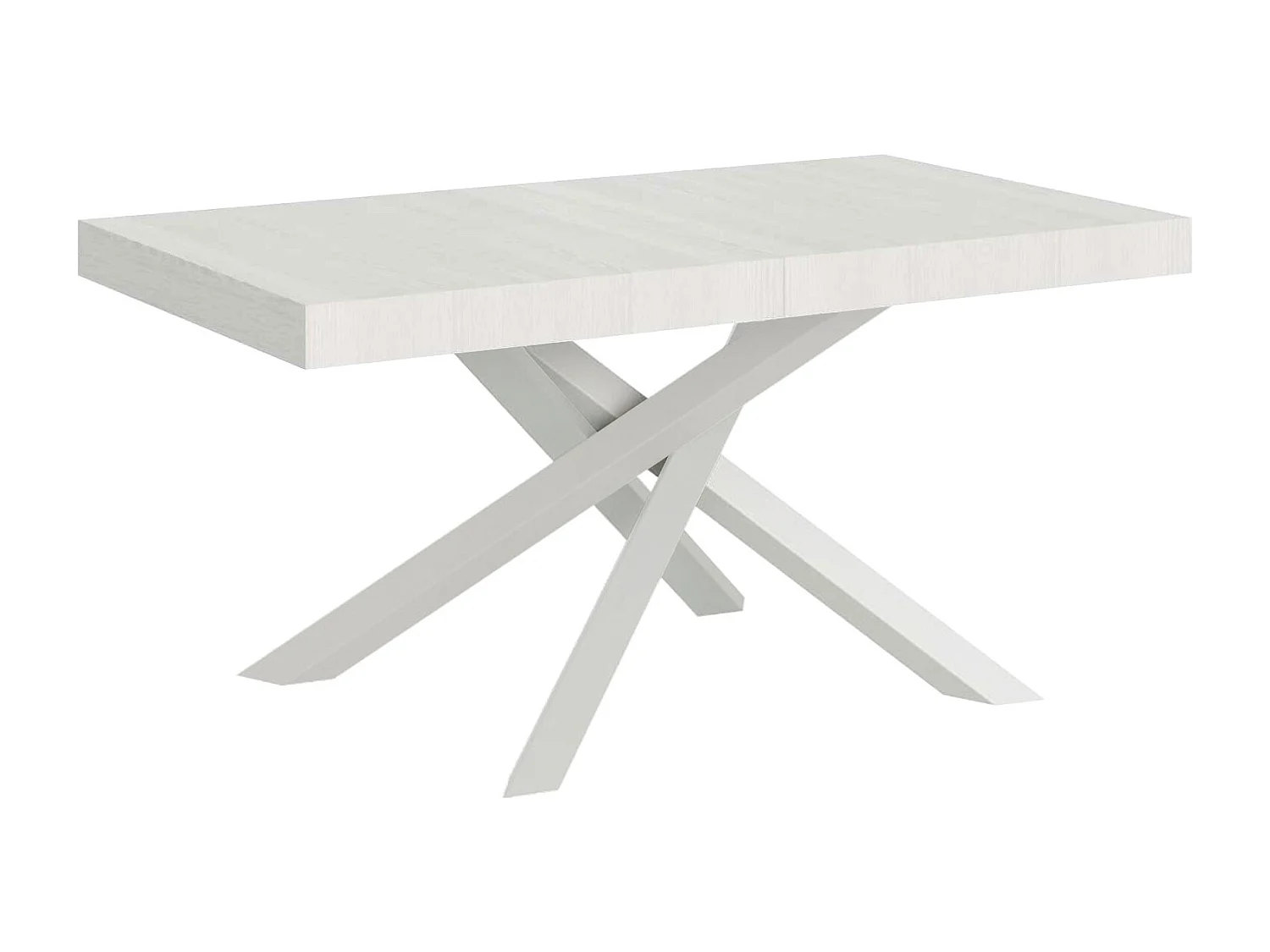Table extensible 200/304x90 cm Volantis frêne blanc pieds blancs