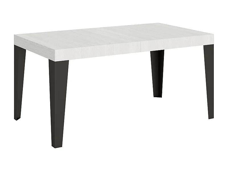 Table extensible 160/244x80 cm Flame frêne blanc pieds anthracite