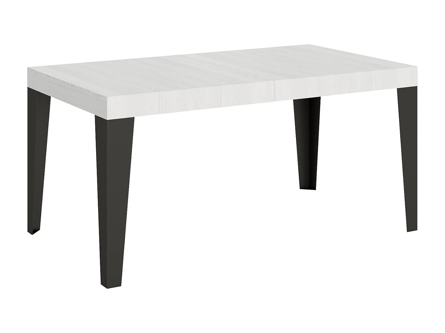 Table extensible 160/244x80 cm Flame frêne blanc pieds anthracite