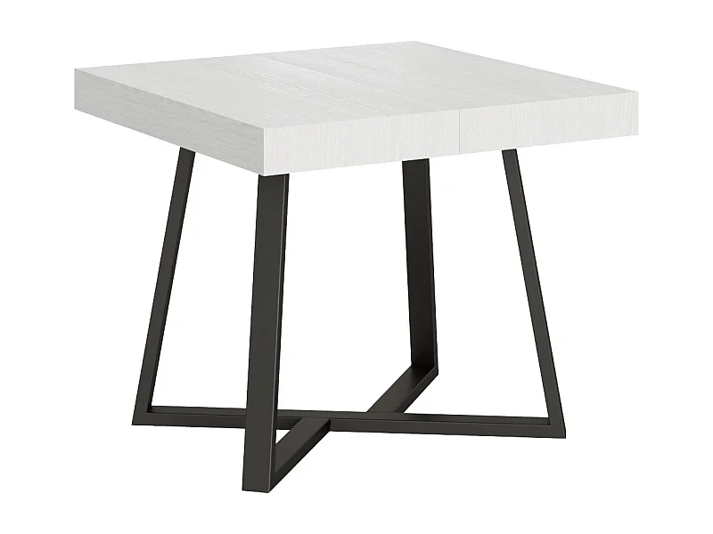 Table extensible 90/194x90 cm Zeplir frêne blanc pieds anthracite