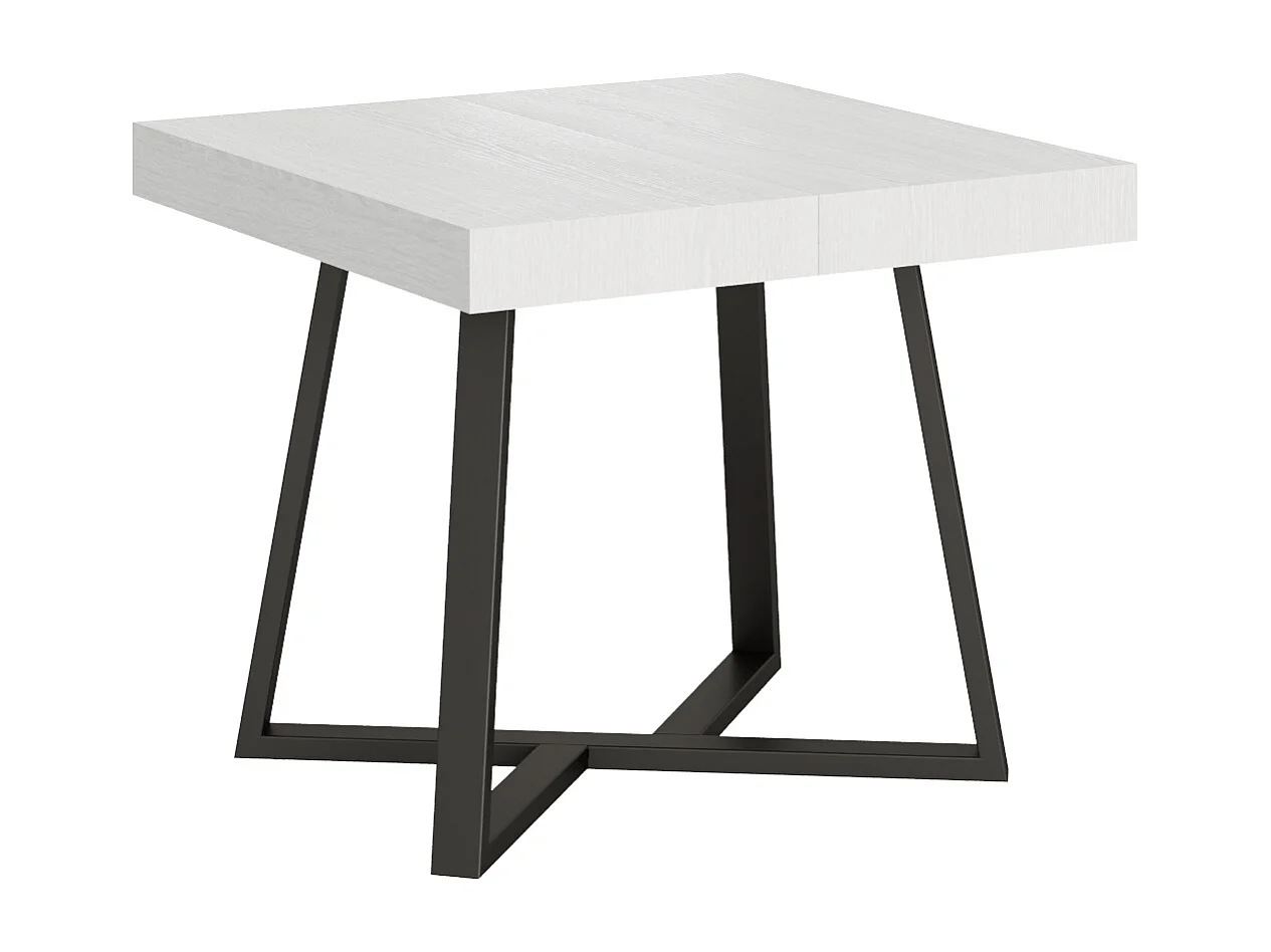 Mesa de jantar extensível 90/194x90 cm Zeplir cinza branca pernas antracite