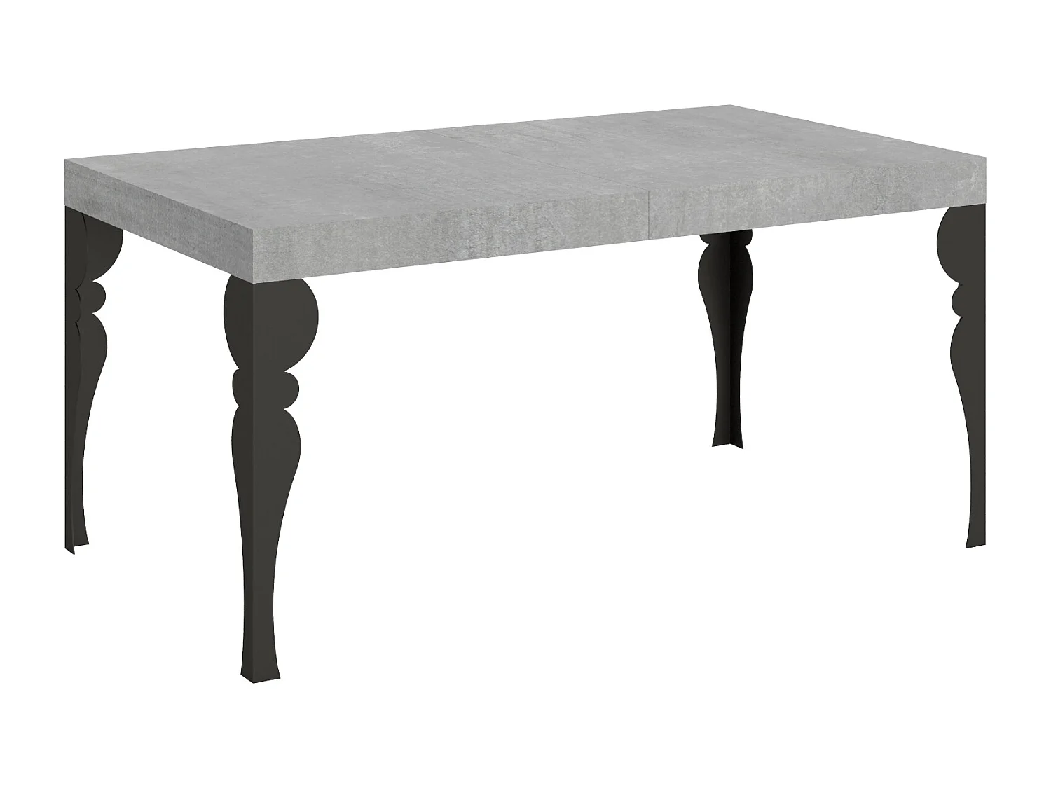 Table extensible 160/244x80 cm Paxon gris béton pieds anthracite