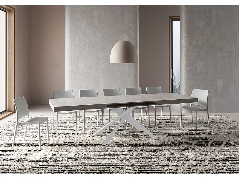 Uitschuifbare tafel 90x200/304cm Karida kasjmier frame wit