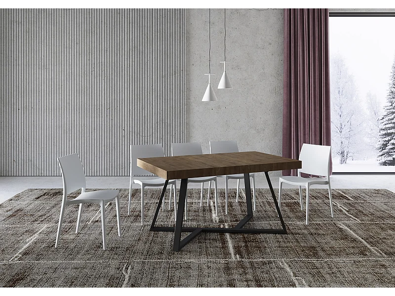 Table extensible 90x160/264 cm Booster noyer pieds anthracite