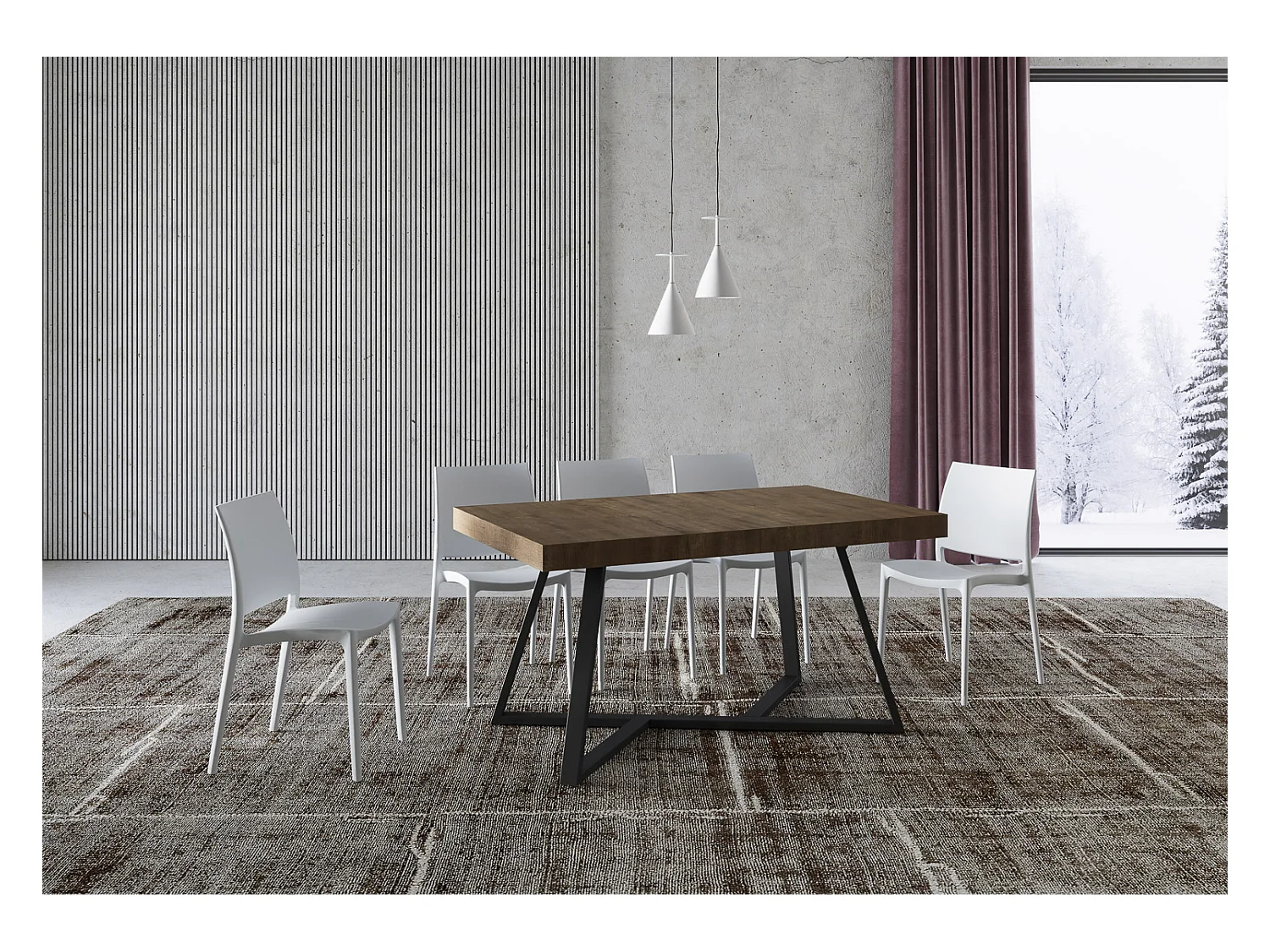 Table extensible 90x160/264 cm Booster noyer pieds anthracite