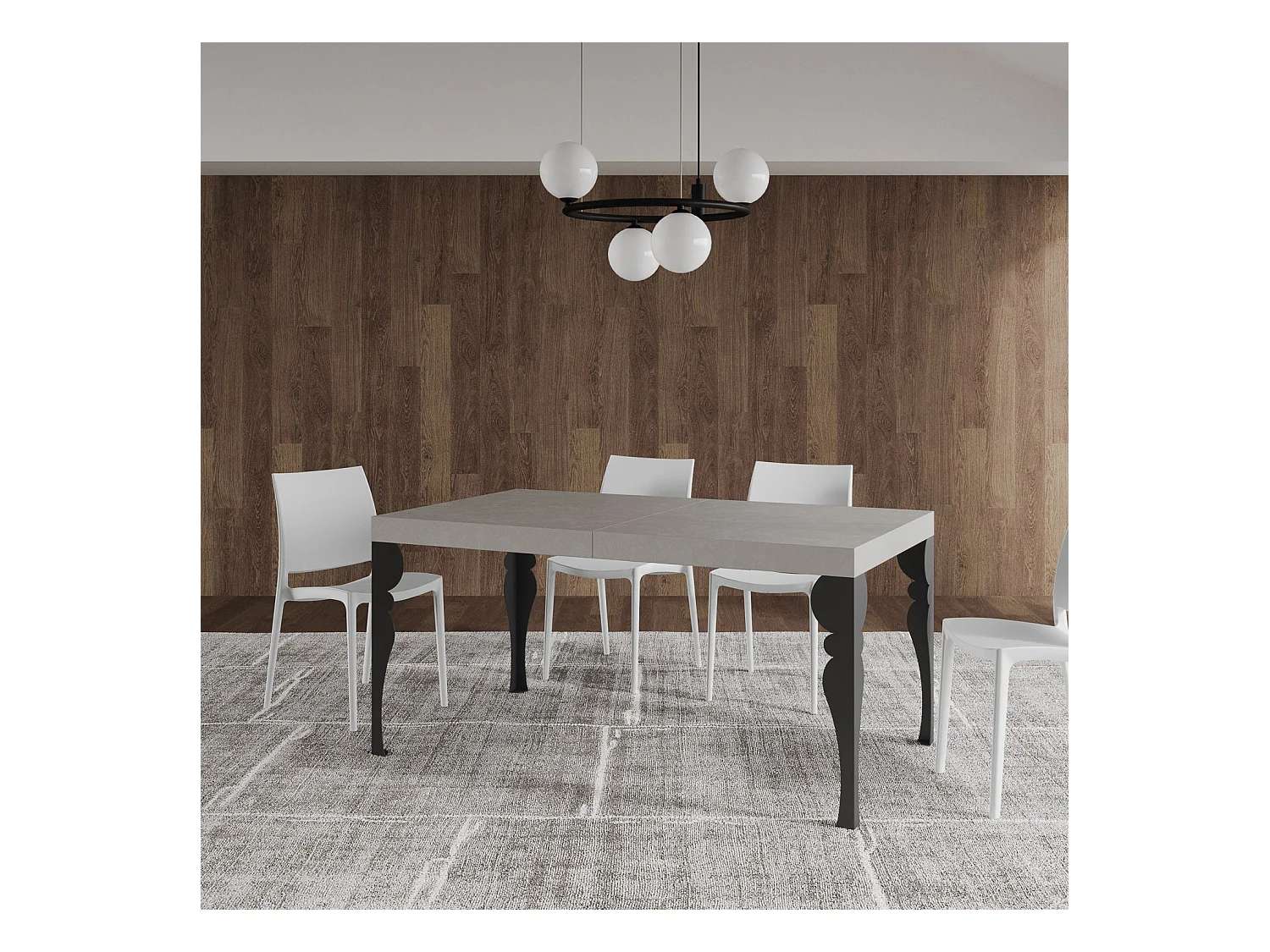 Table extensible 90x160/264 cm Paxon cachemire pieds anthracite