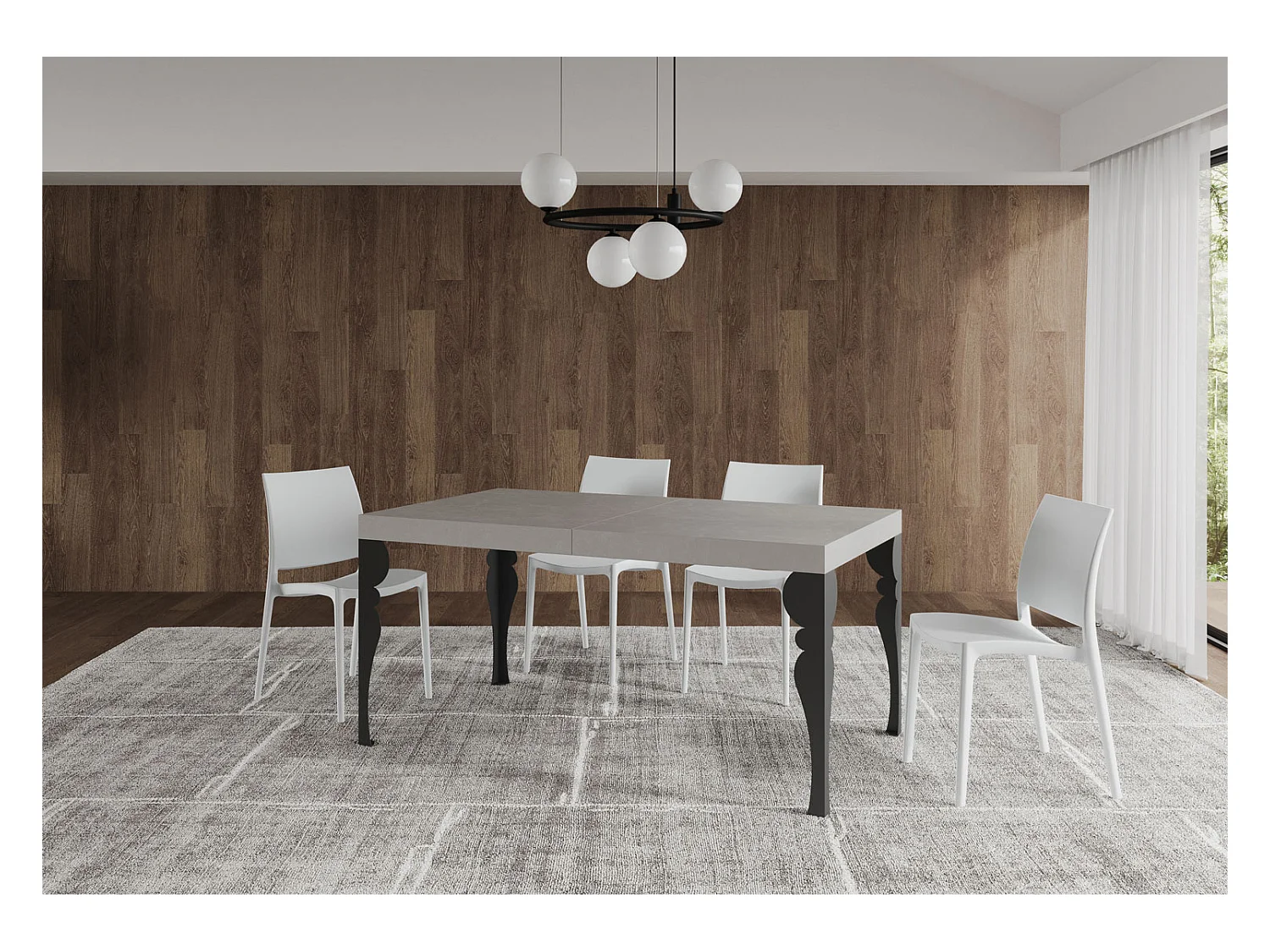 Table extensible 90x160/264 cm Paxon cachemire pieds anthracite
