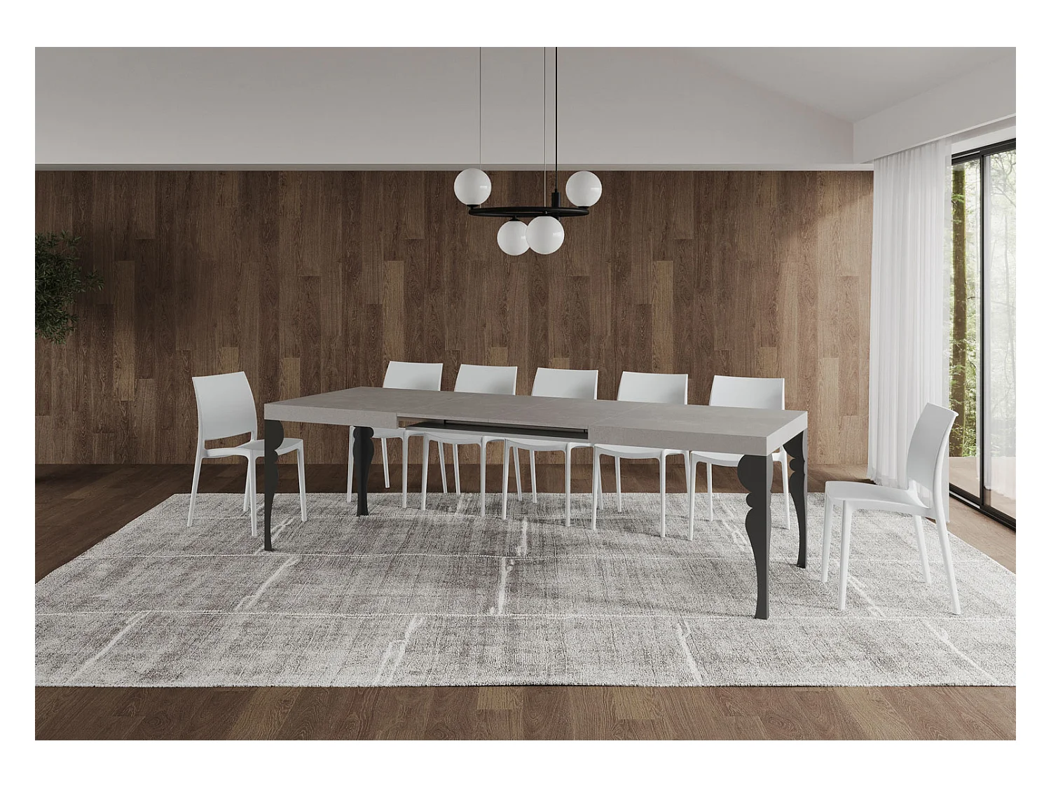 Table extensible 90x160/264 cm Paxon cachemire pieds anthracite