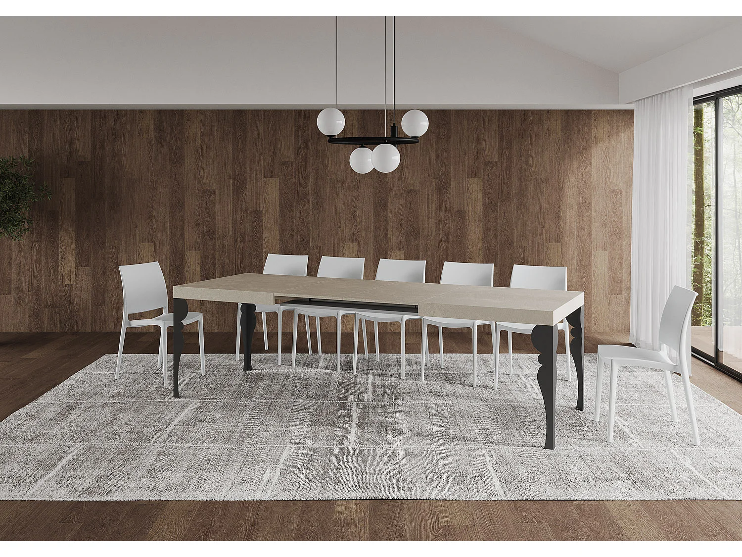 Table extensible 160/264x90 cm Paxon cachemire pieds anthracite