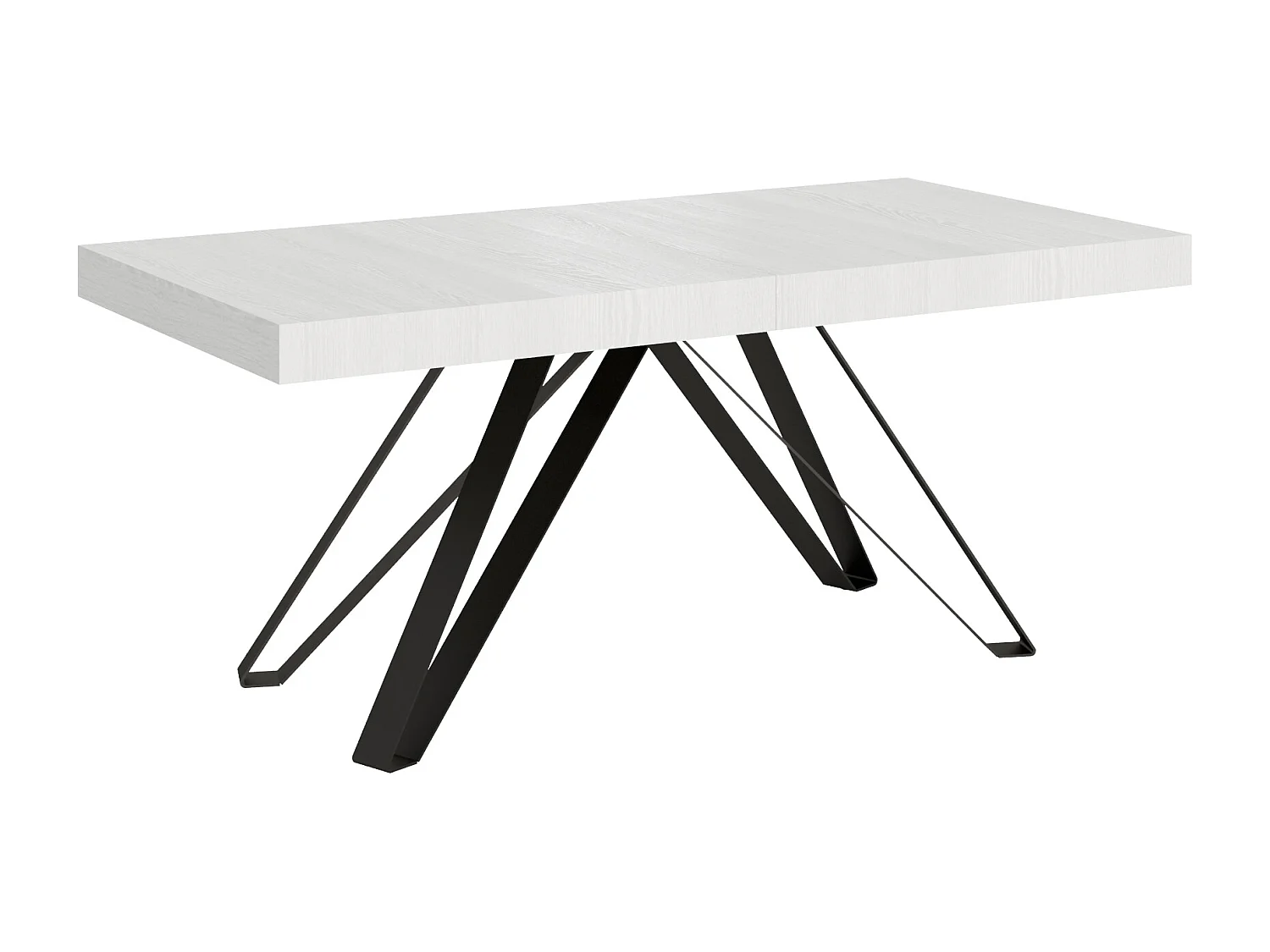 Table extensible 180/440x90 cm Terium effet bois, frêne blanc pieds anthracite