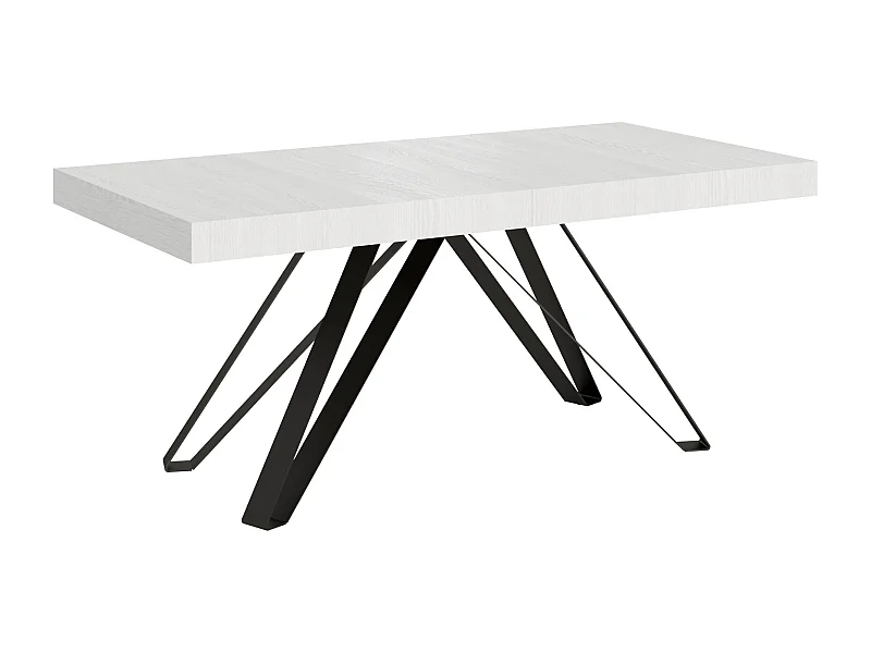 Uitschuifbare tafel 180/440x90 cm Terium eiken wit met antraciete poten